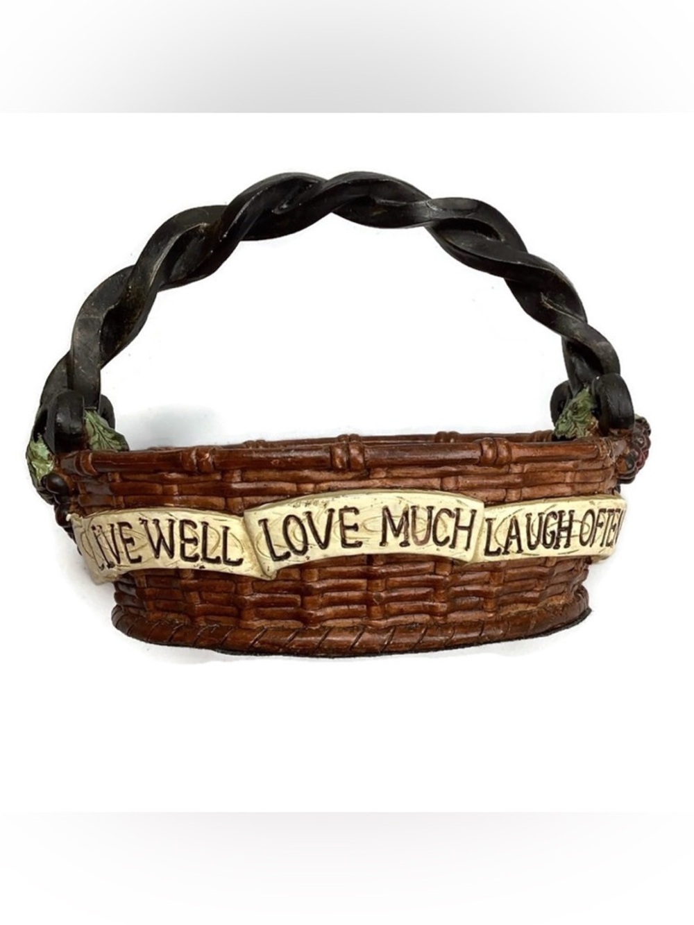 Painted Poly Resin Basket Bowl Candy dish